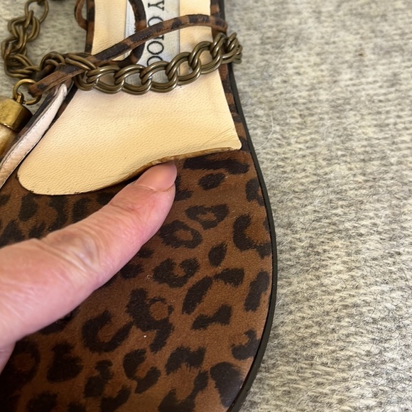 Jimmy Choo flat sandals, Leopard, bone and brass chain Size 37/ US 6.5 - Picture 5 of 16